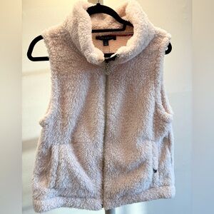 Tommy Hilfiger Plush Zip-Up Sherpa Vest in Pale Pink